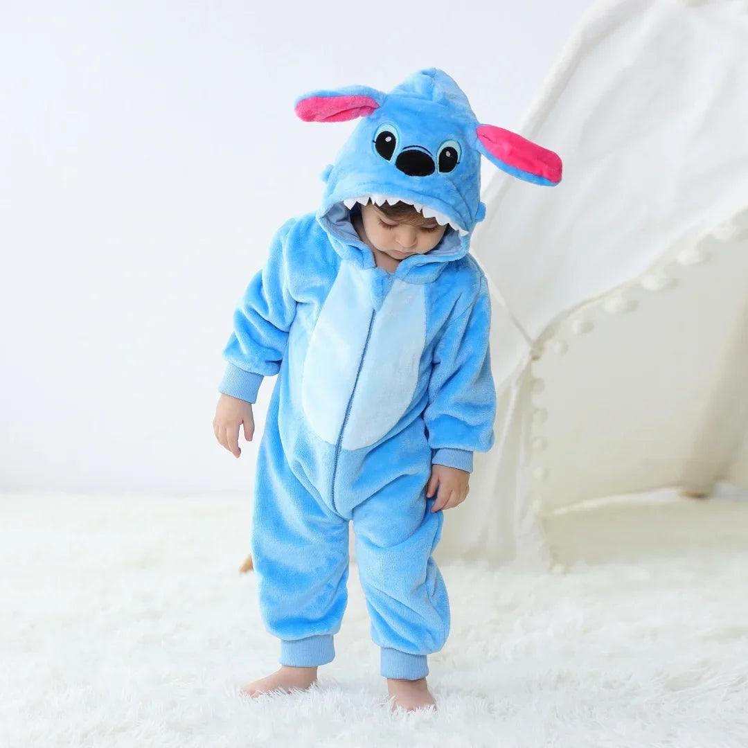 Newborn Baby Romper Infant Long Sleeve Clothes Kigurumi Cute Stitch Animal Cartoon Jumpsuit Girls Boys Pajamas Costume Halloween