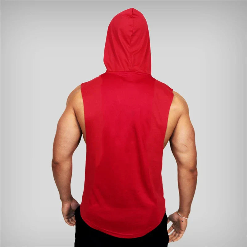 Men's Sleeveless Hooded Gym Tank Top