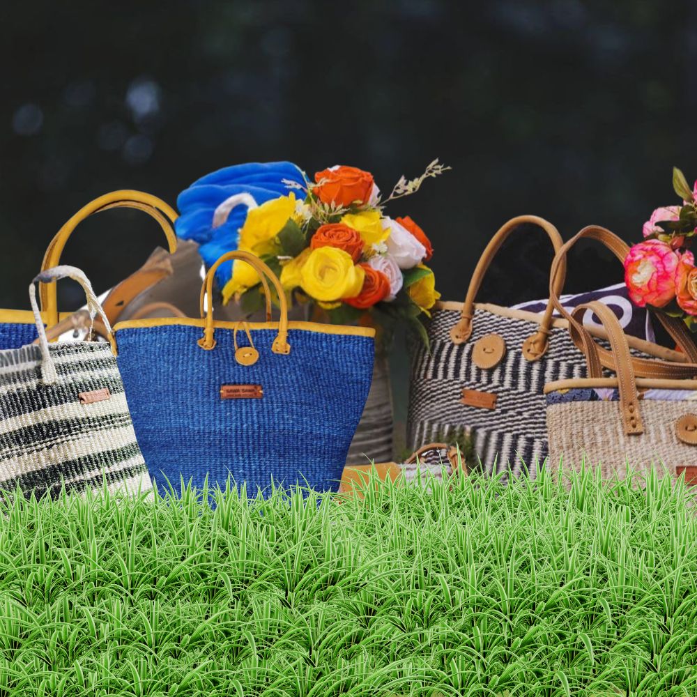 Nourishment Handmade Sisal Straw Basket Tote.