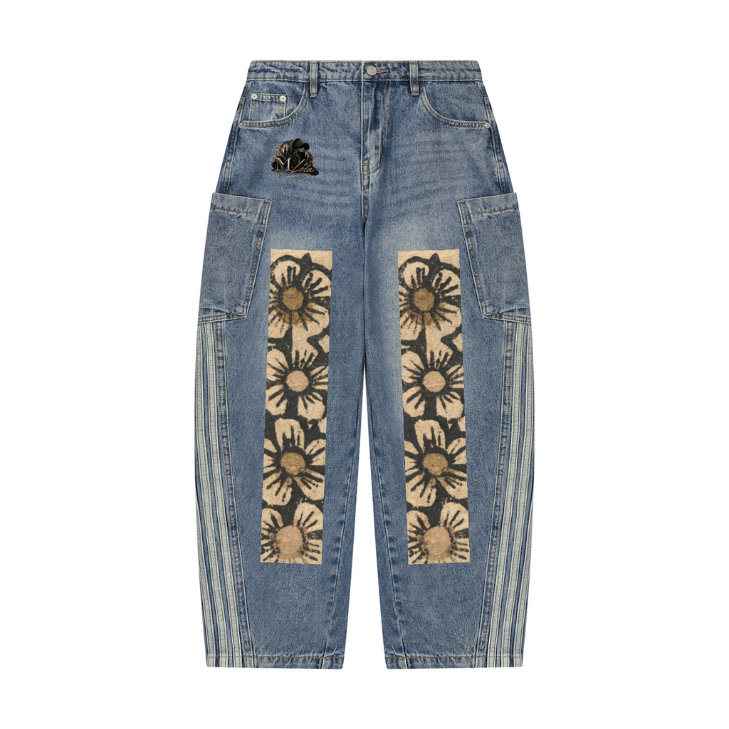 M.Lola "Playing Card" Women's Vintage Wash Barrel Leg Jeans