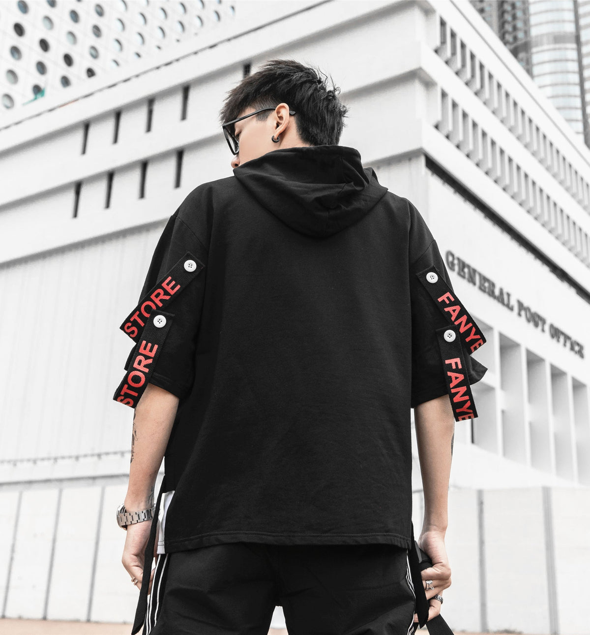 Black Solo Movement Short Sleeves Hoodie