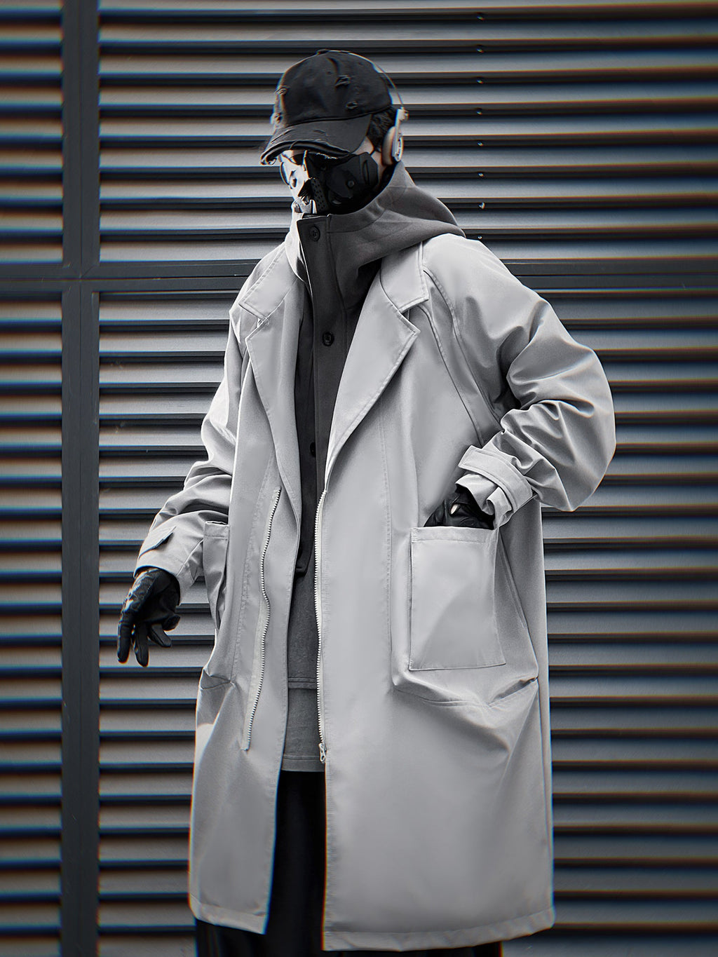 HiJ36 Grey Urban Trench Coat