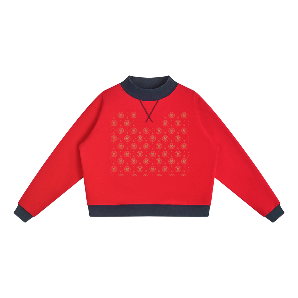 M.Lola "Cross & Crown"Women’s Mock Neck Crewneck Sweatshirt