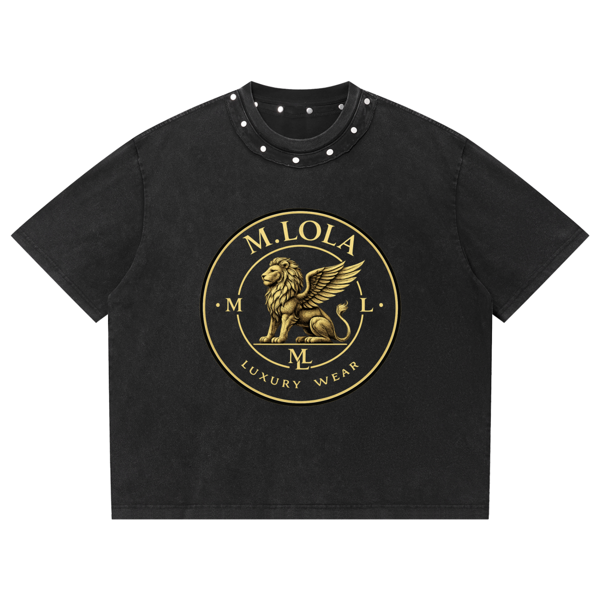 M.Lola “Jazz” Unisex Washed Boxy Studded T-Shirt