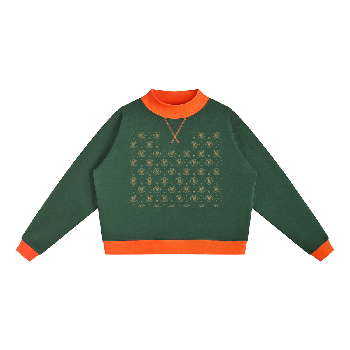M.Lola "Cross & Crown"Women’s Mock Neck Crewneck Sweatshirt