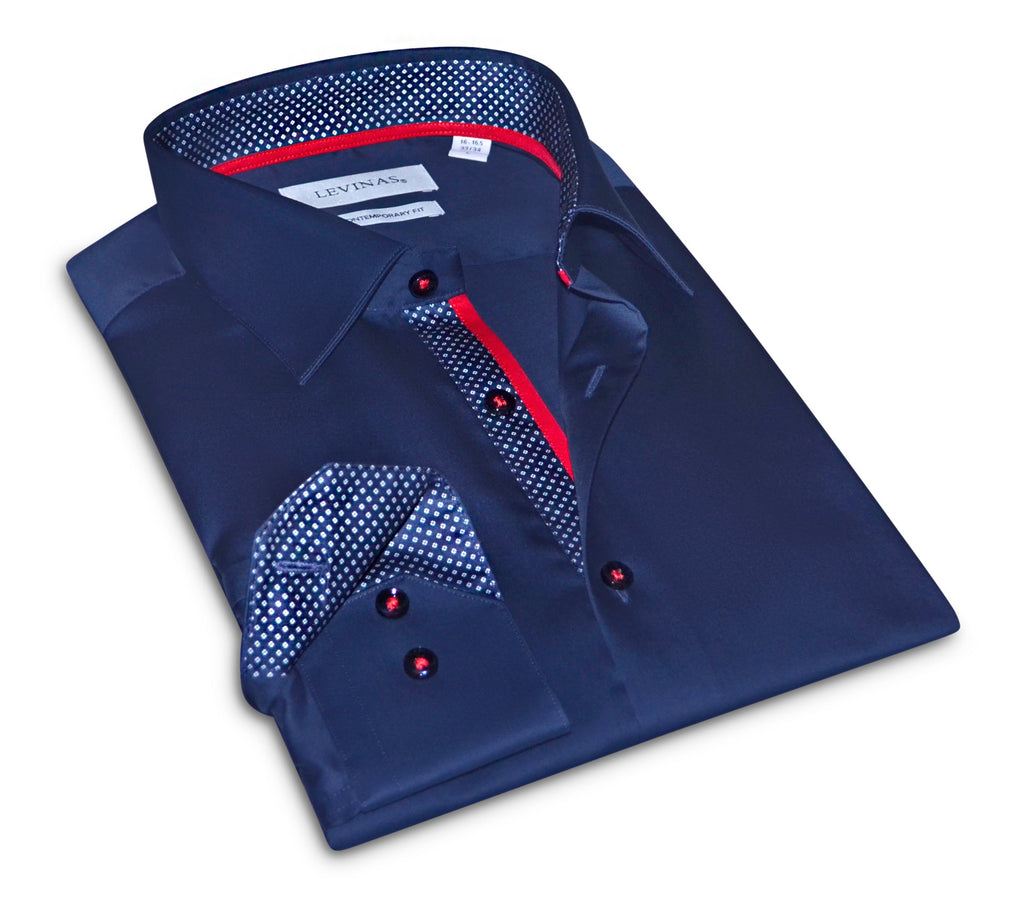 Anthony Button-Up Shirt With Contrast Details // Navy // Contemporary Fit (Regular)