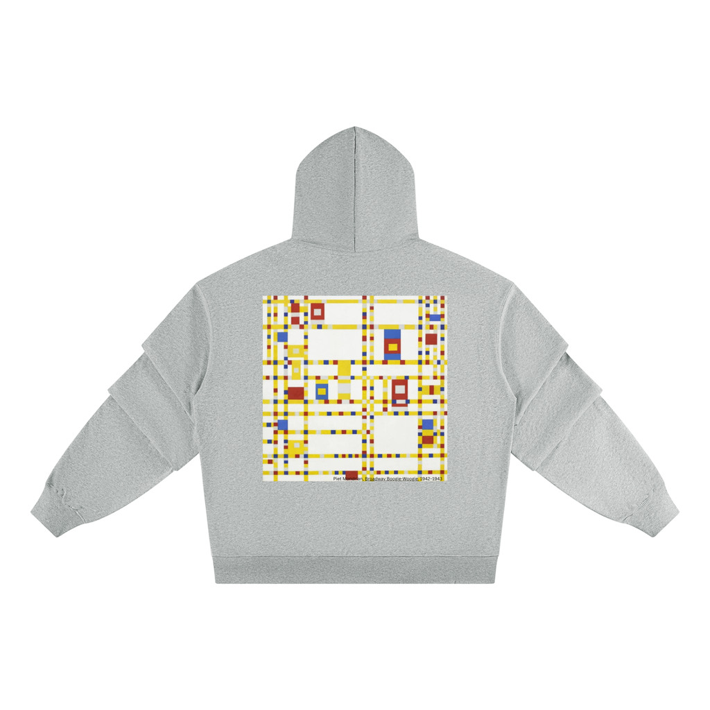 M.Lola “Mondrian” Unisex Heavyweight Ruched Sleeves Hoodie