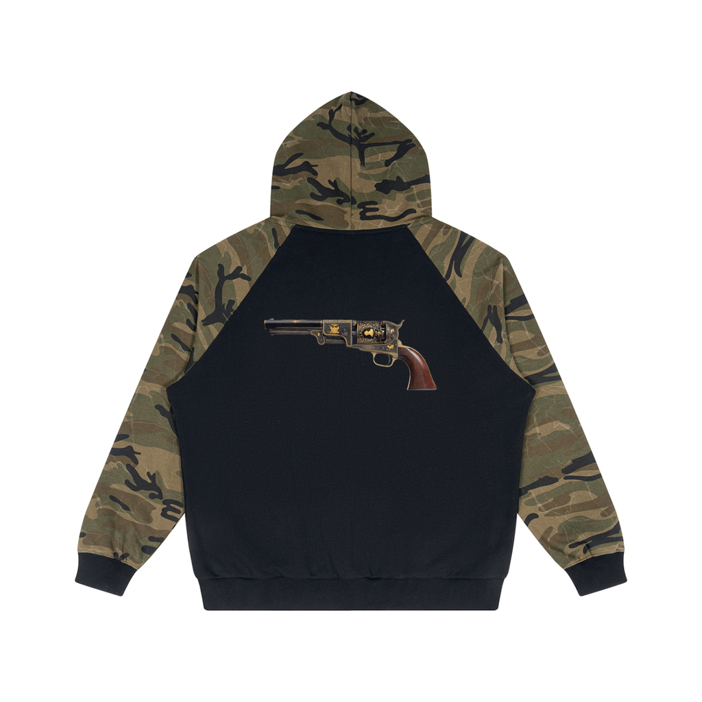 M.Lola “Colt” Unisex Camo-Splice Raglan Zip Hoodie