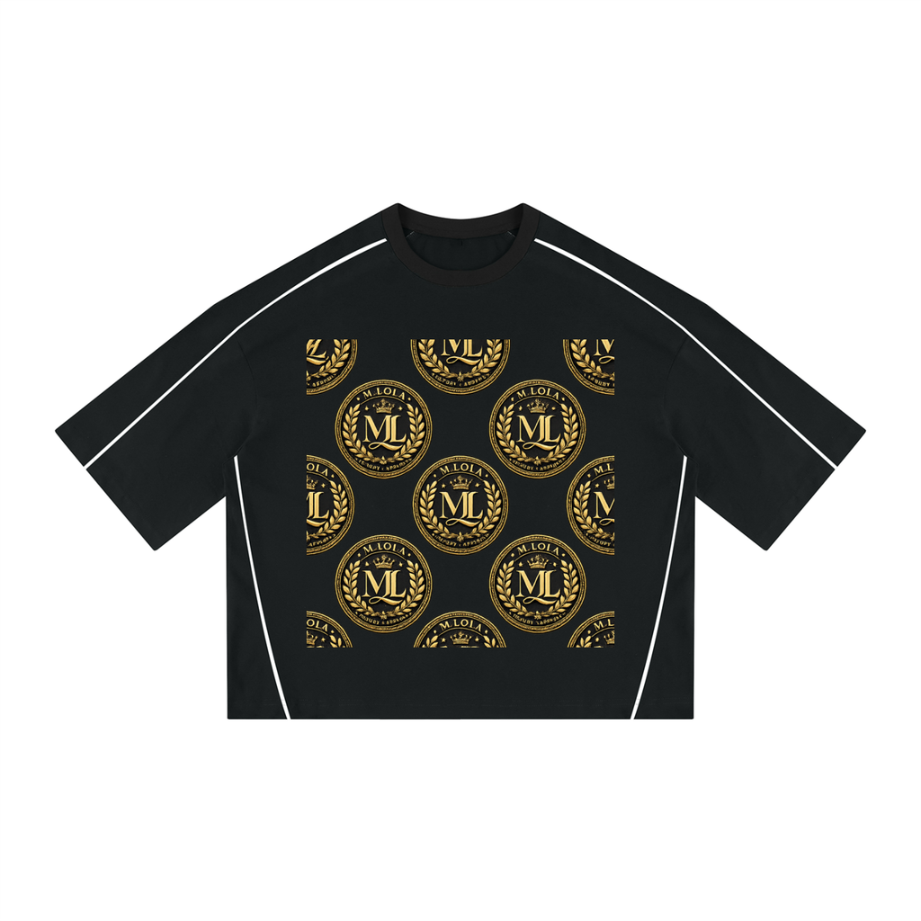 M.Lola Signature Logo Unisex Heavyweight Boxy Piping T-Shirt