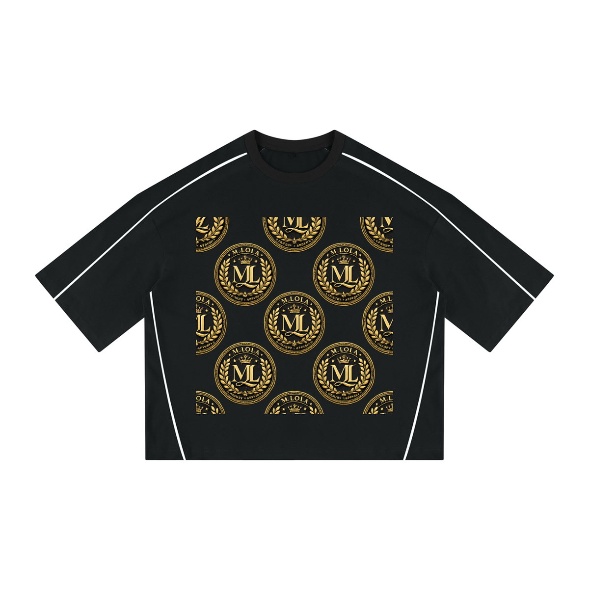 M.Lola Signature Logo Unisex Heavyweight Boxy Piping T-Shirt