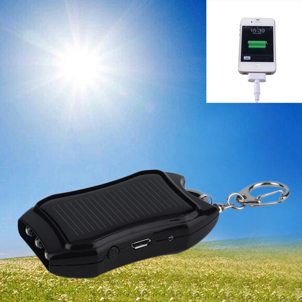 Solar Power Bank Keychain Flashlight