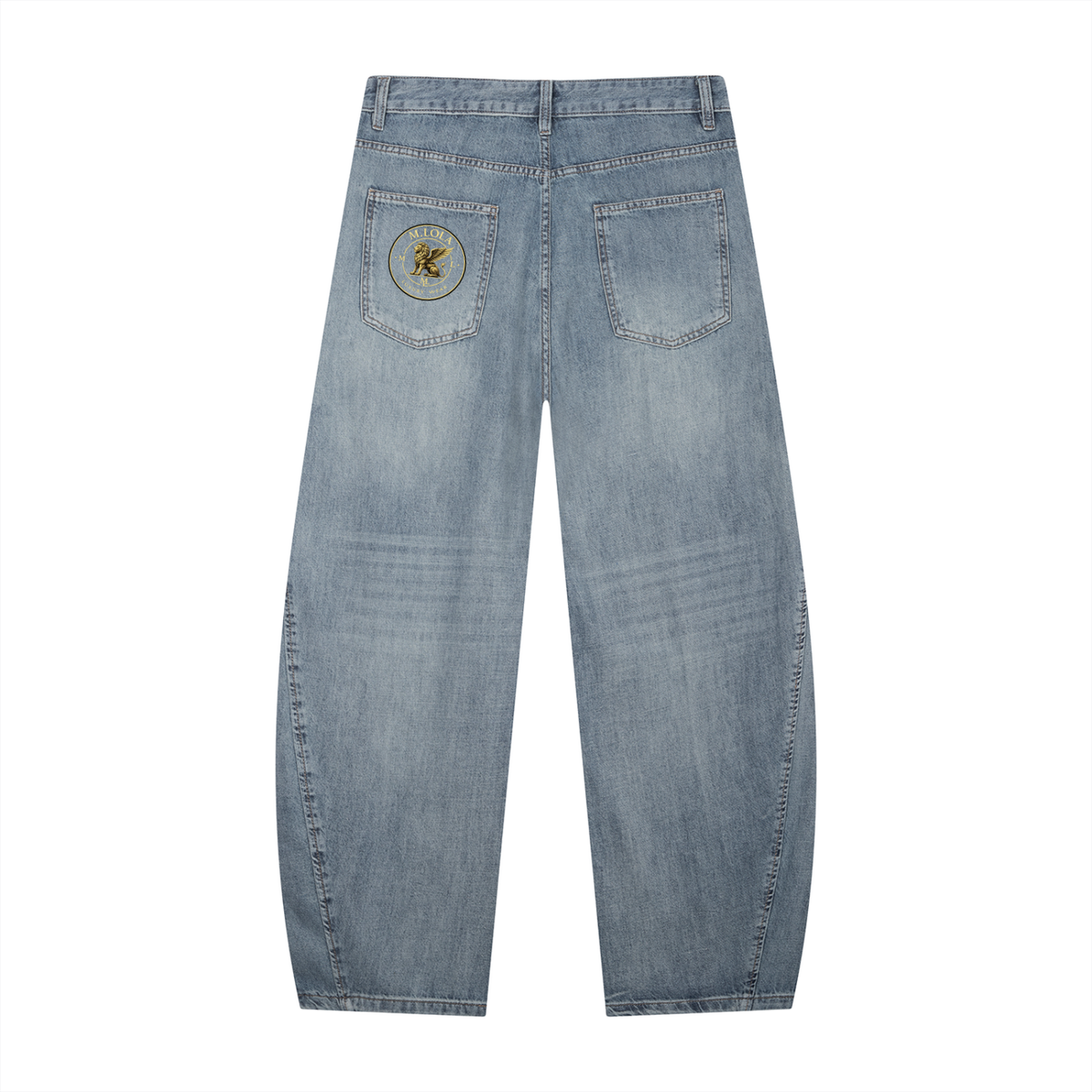 M.Lola “Dragon & Shield” Men's Vintage Wash Barrel Leg Jeans