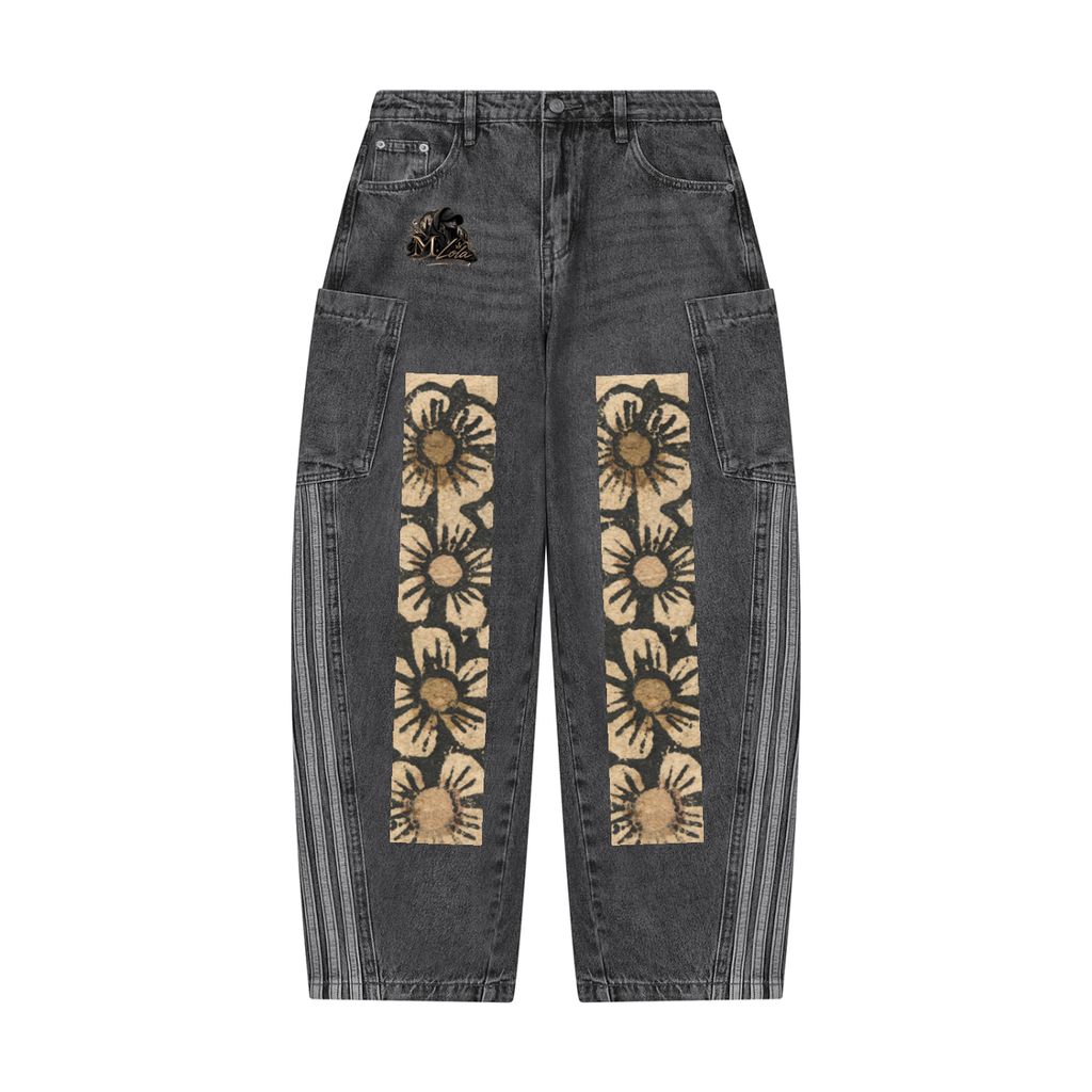 M.Lola "Playing Card" Women's Vintage Wash Barrel Leg Jeans