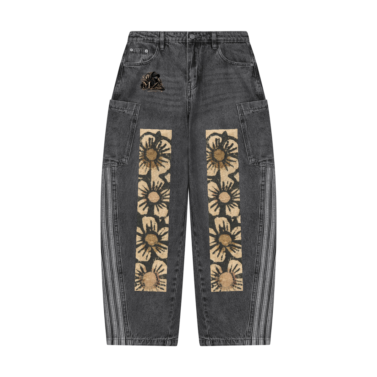 M.Lola "Playing Card" Women's Vintage Wash Barrel Leg Jeans