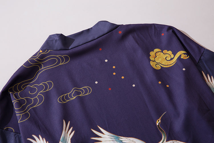 YC6316 Purple Cranes Kimono
