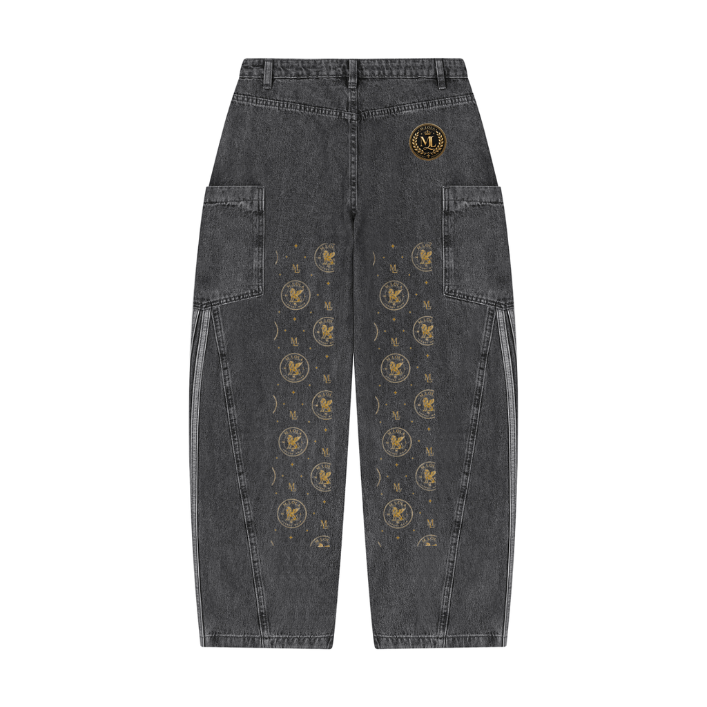 M.Lola "Playing Card" Women's Vintage Wash Barrel Leg Jeans