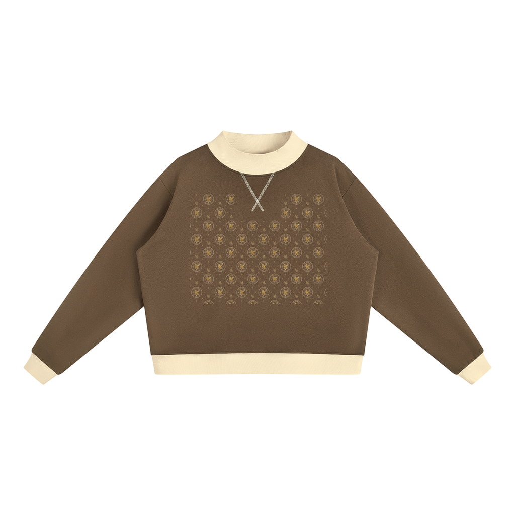 M.Lola "Cross & Crown"Women’s Mock Neck Crewneck Sweatshirt