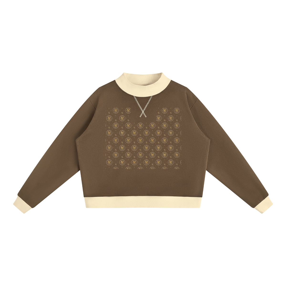 M.Lola "Cross & Crown"Women’s Mock Neck Crewneck Sweatshirt