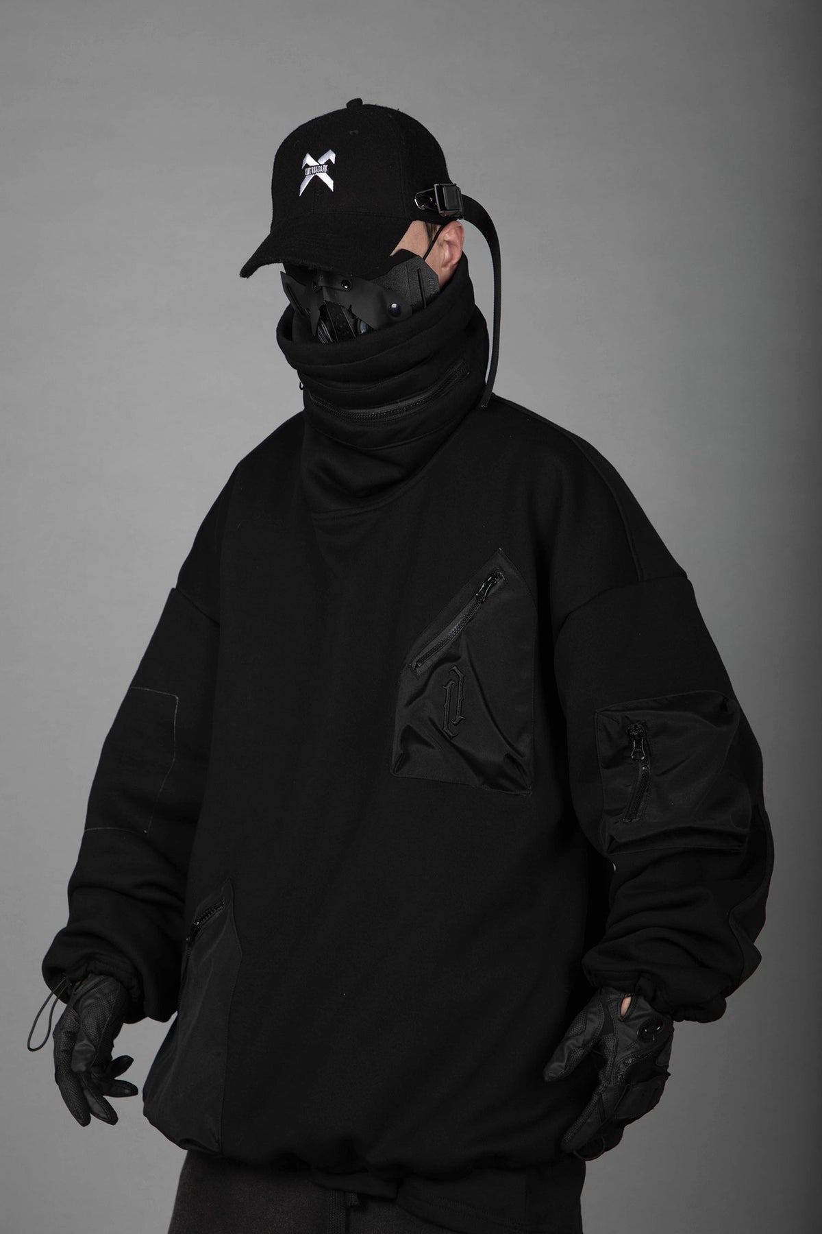 HiH33 Black Utility Hoodie