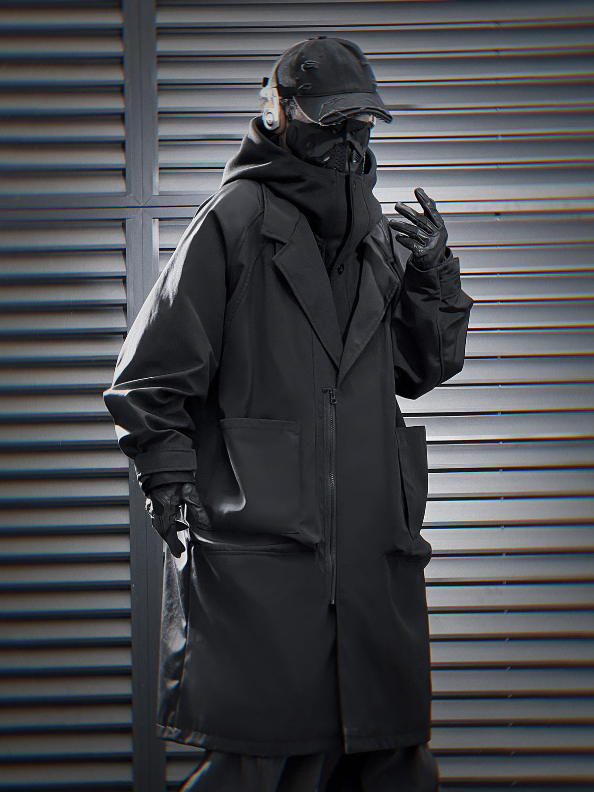 HiJ36 Black Urban Trench Coat
