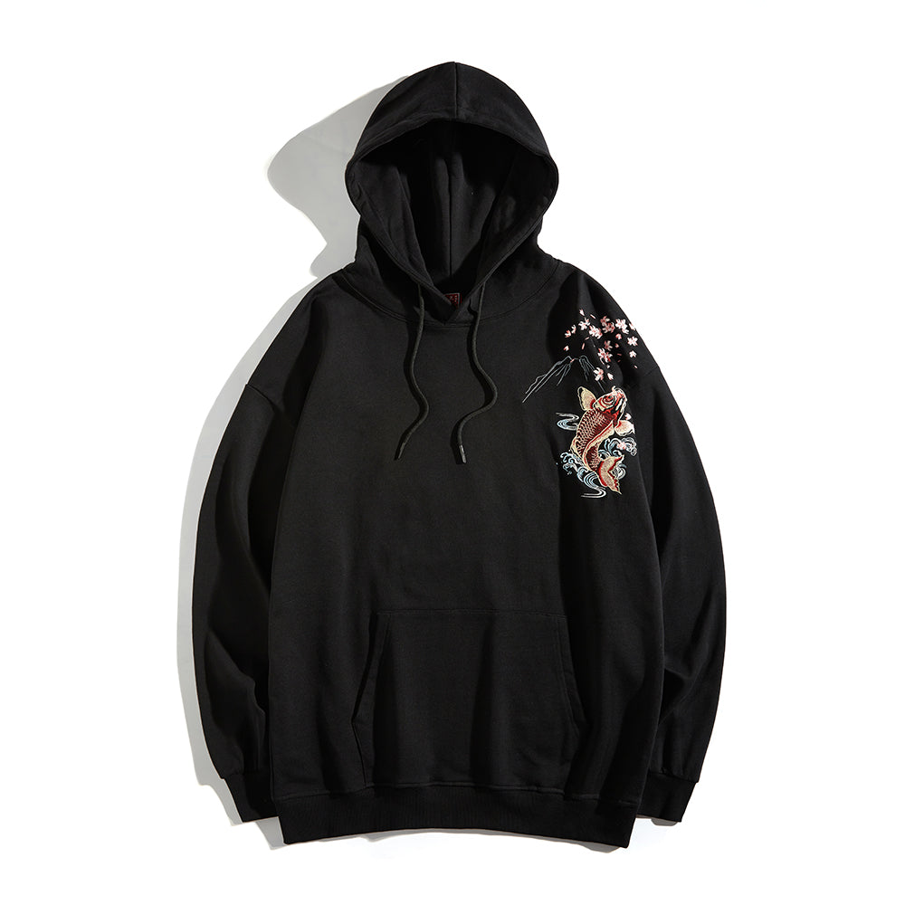 KH9197 Red Koi Embroidery Hoodie
