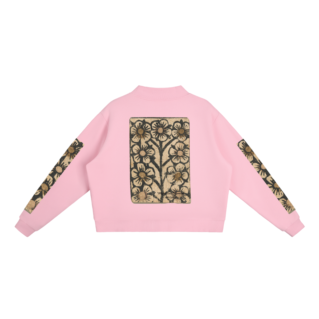 M.Lola "Playing "Card" Essential Fleece Mock-Neck Crew Sweatshirt