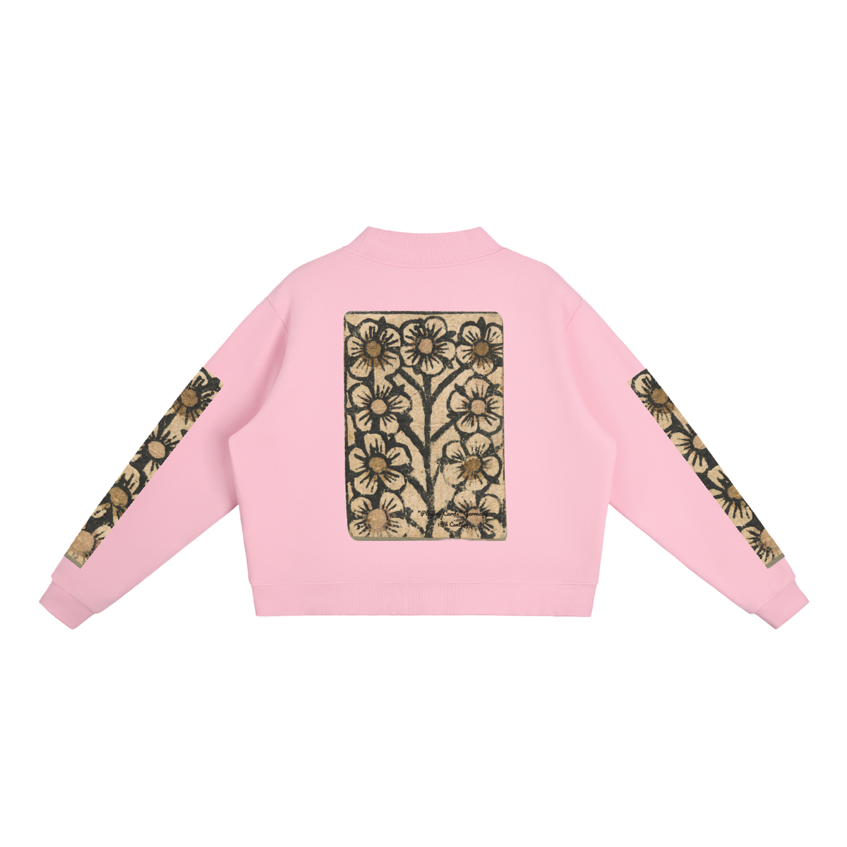 M.Lola "Playing "Card" Essential Fleece Mock-Neck Crew Sweatshirt