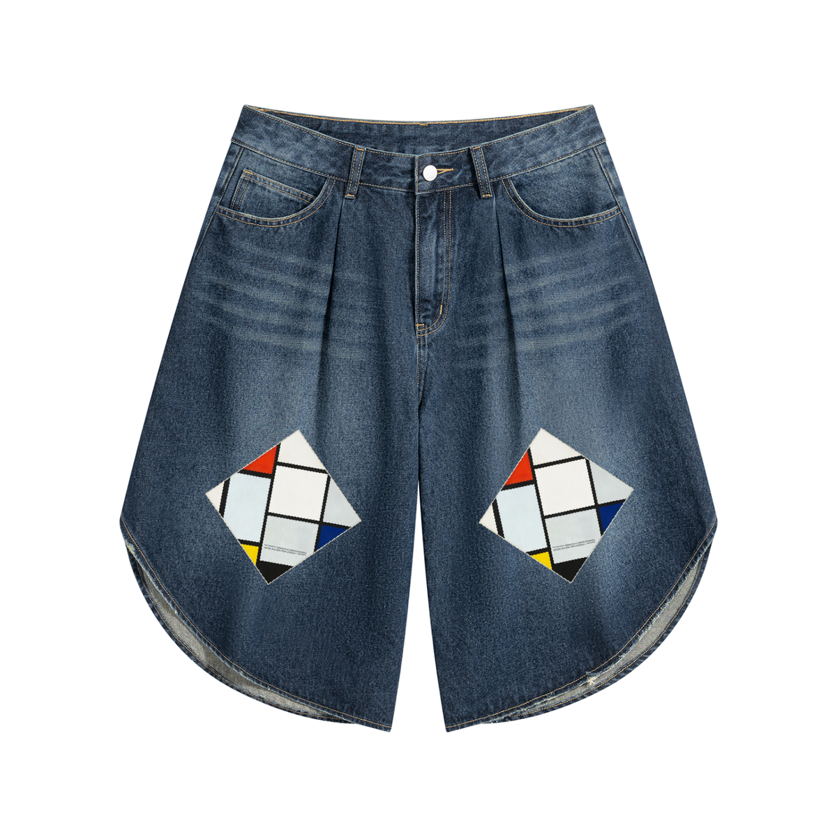 M.Lola “Mondrian” Men’s Wide Leg Denim Shorts