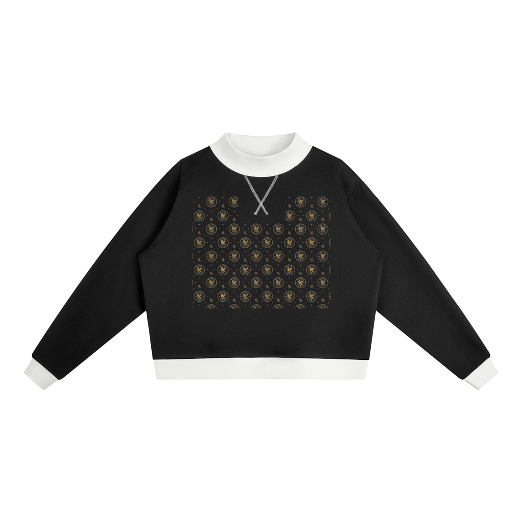 M.Lola "Cross & Crown"Women’s Mock Neck Crewneck Sweatshirt