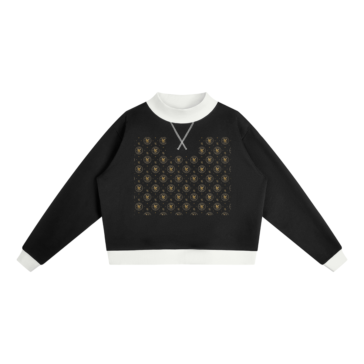 M.Lola "Cross & Crown"Women’s Mock Neck Crewneck Sweatshirt