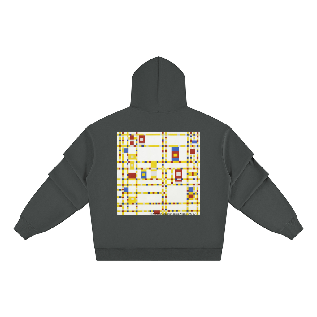M.Lola “Mondrian” Unisex Heavyweight Ruched Sleeves Hoodie