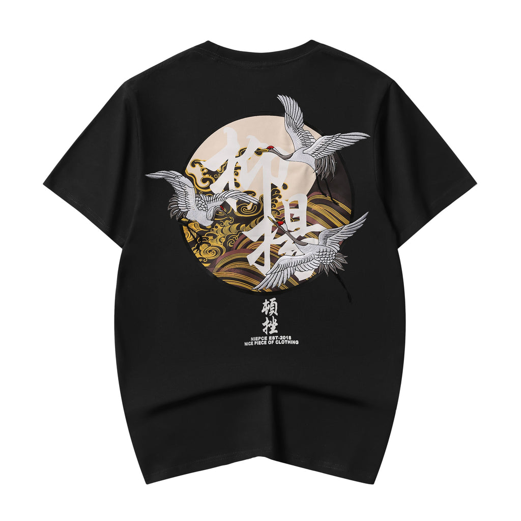 KH806 Movement of Cranes Embroidery Tee