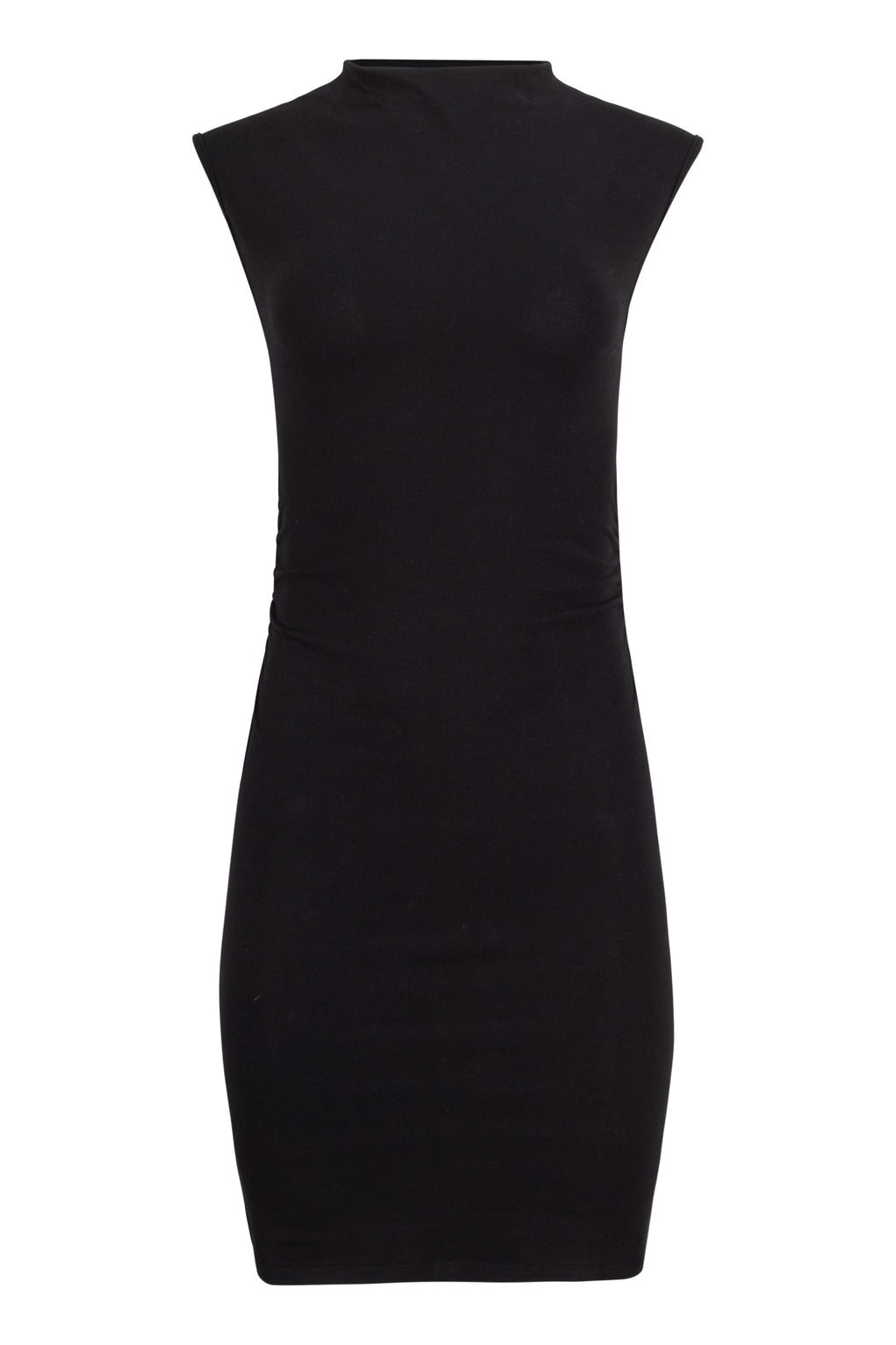 Kara Cotton Mock Neck Ruched Mini Dress