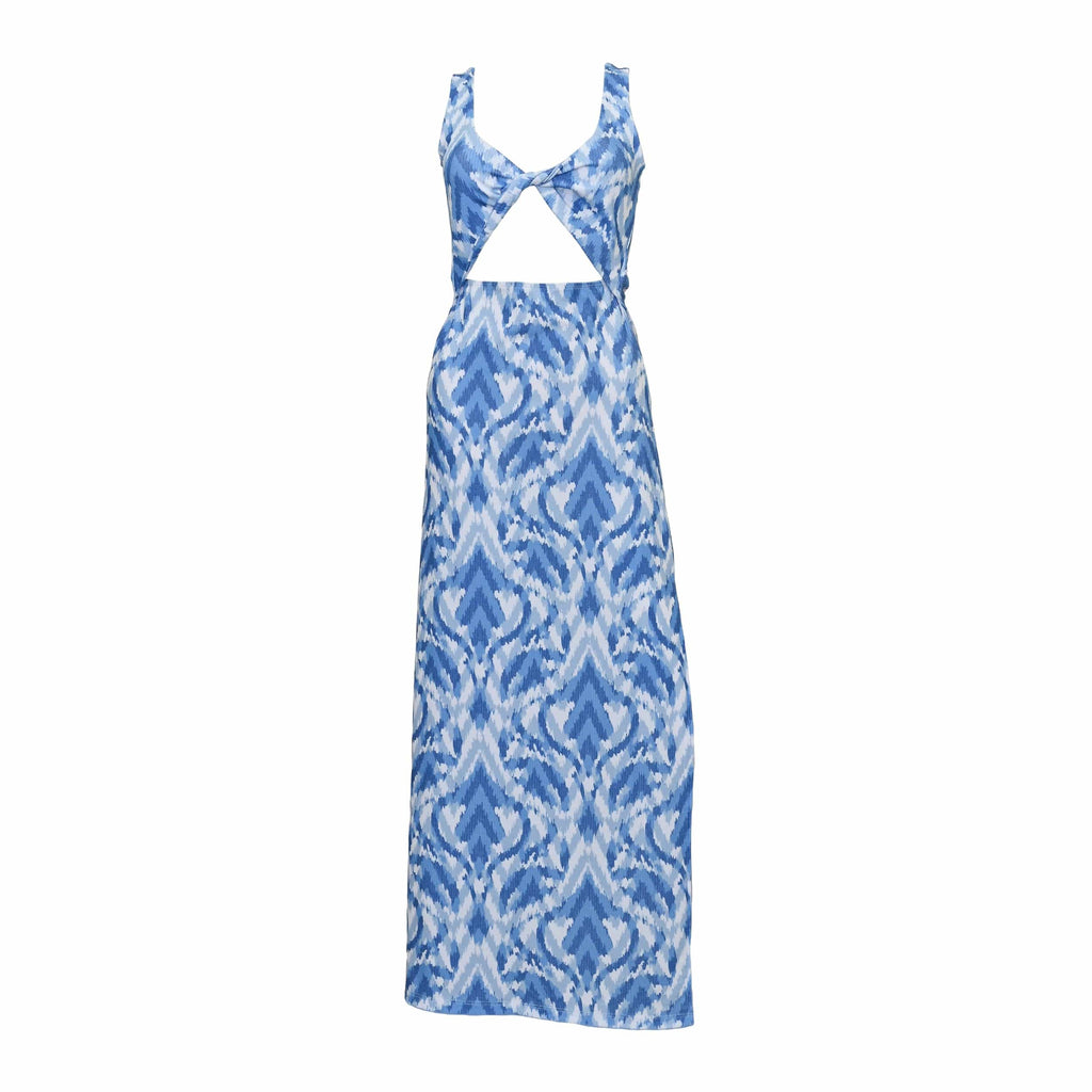Krista Twist Dress - Blue Ikat