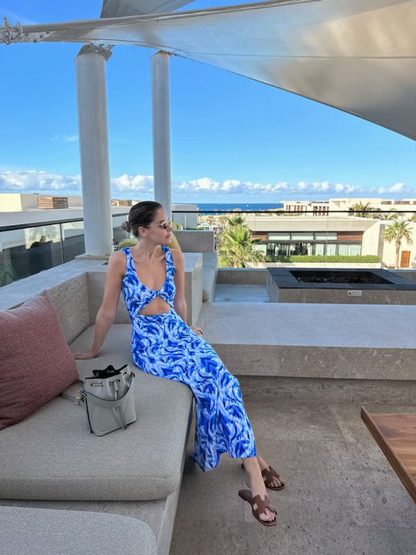 Krista Twist Dress - Blue Ikat