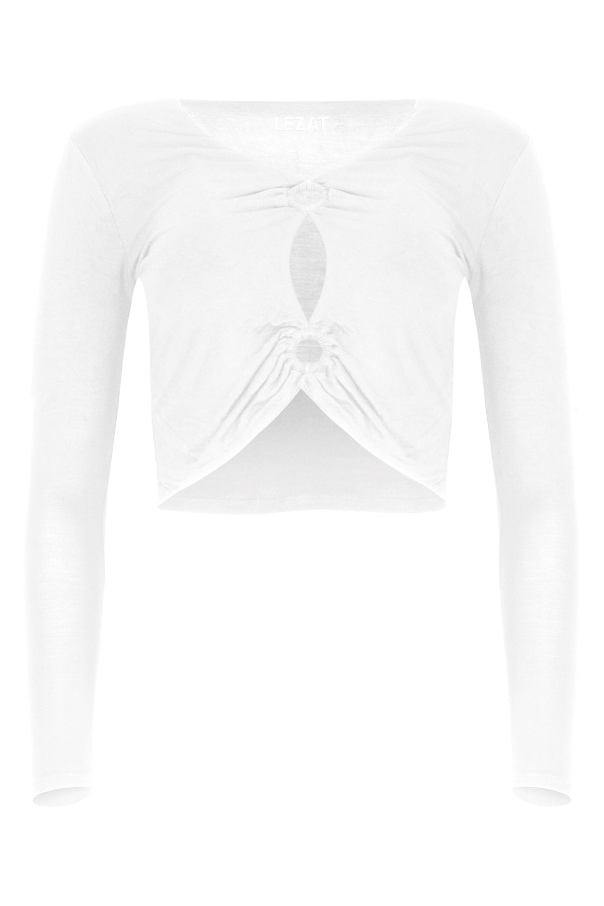 Melli Modal Cutout Long Sleeve Crop Top - White