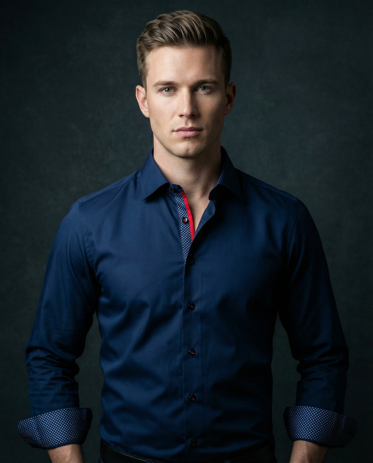 Anthony Button-Up Shirt With Contrast Details // Navy // Contemporary Fit (Regular)