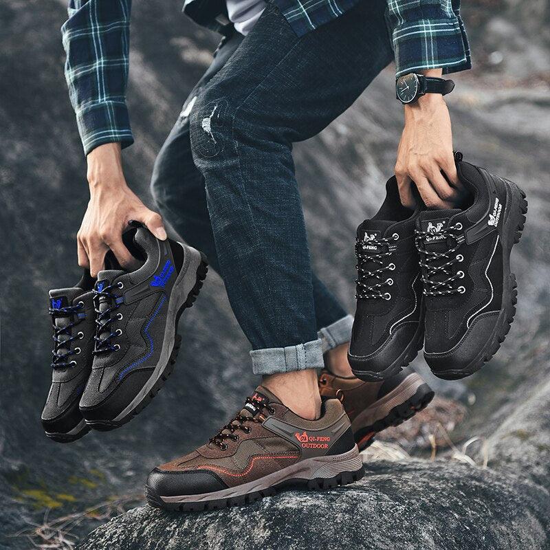 Popular Outdoor Casual Shoes Hiking Men High Quality Sneakers Mountain Climbing Work Footwear Hiking Shoes Low Cut Boots Leather Walking Shoes For Outdoor Training Casual Work