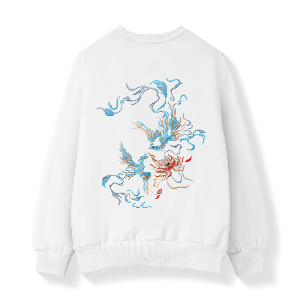 SW9010 Blue Phoenix Embroidery Sweater