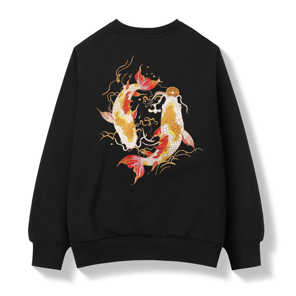 SW9013 Golden Koi Fish Embroidery Sweater