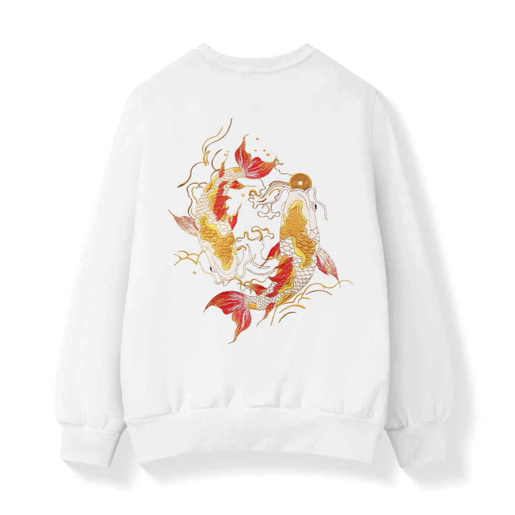 SW9013 Golden Koi Fish Embroidery Sweater
