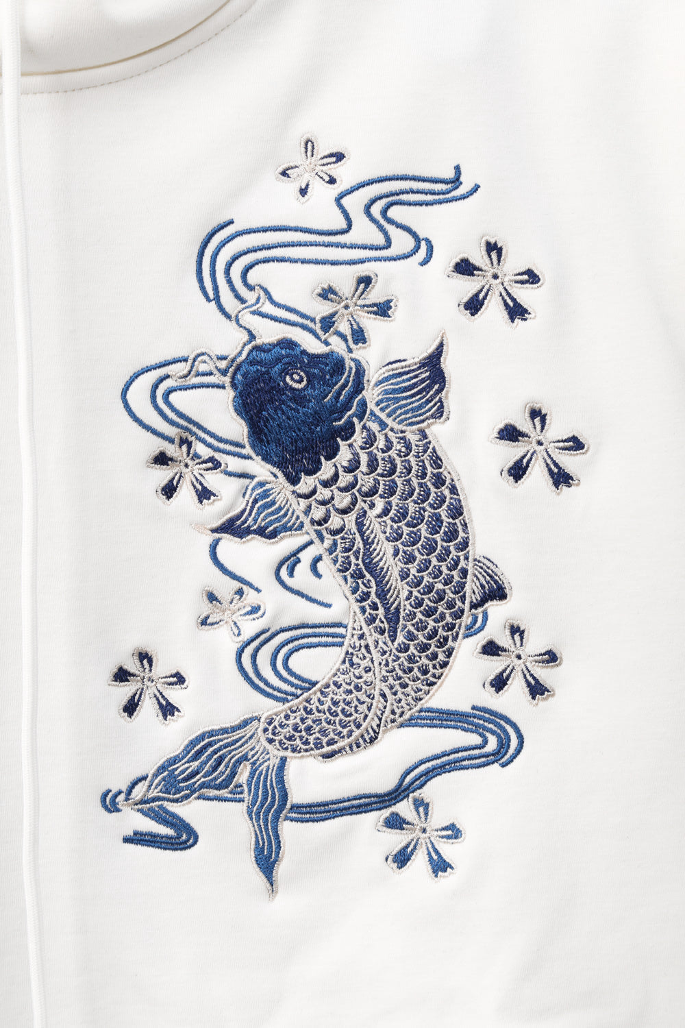 SW9015 Blue Koi Embroidery Sweater
