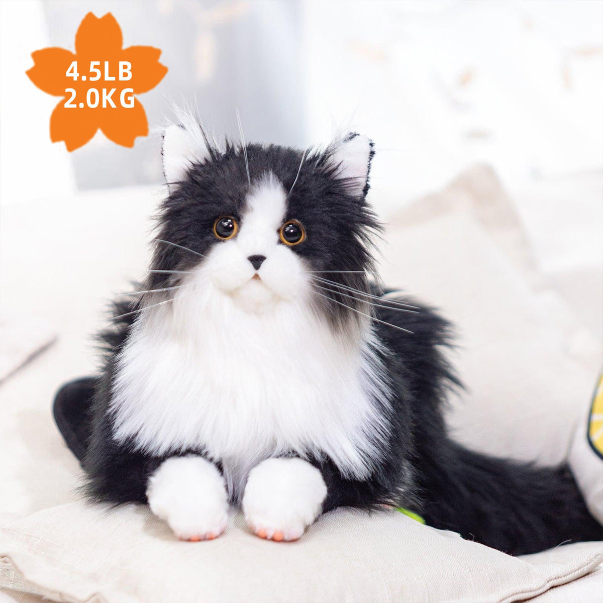 Tuxedo Weighted Plush – Realistic Companion Cat for Adults
